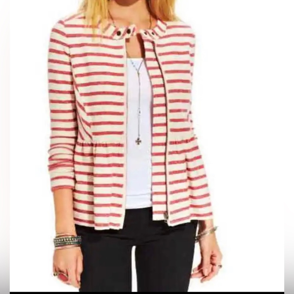 NWT Free People Striped Peplum jacket Women’s size Small Terrycloth Feel